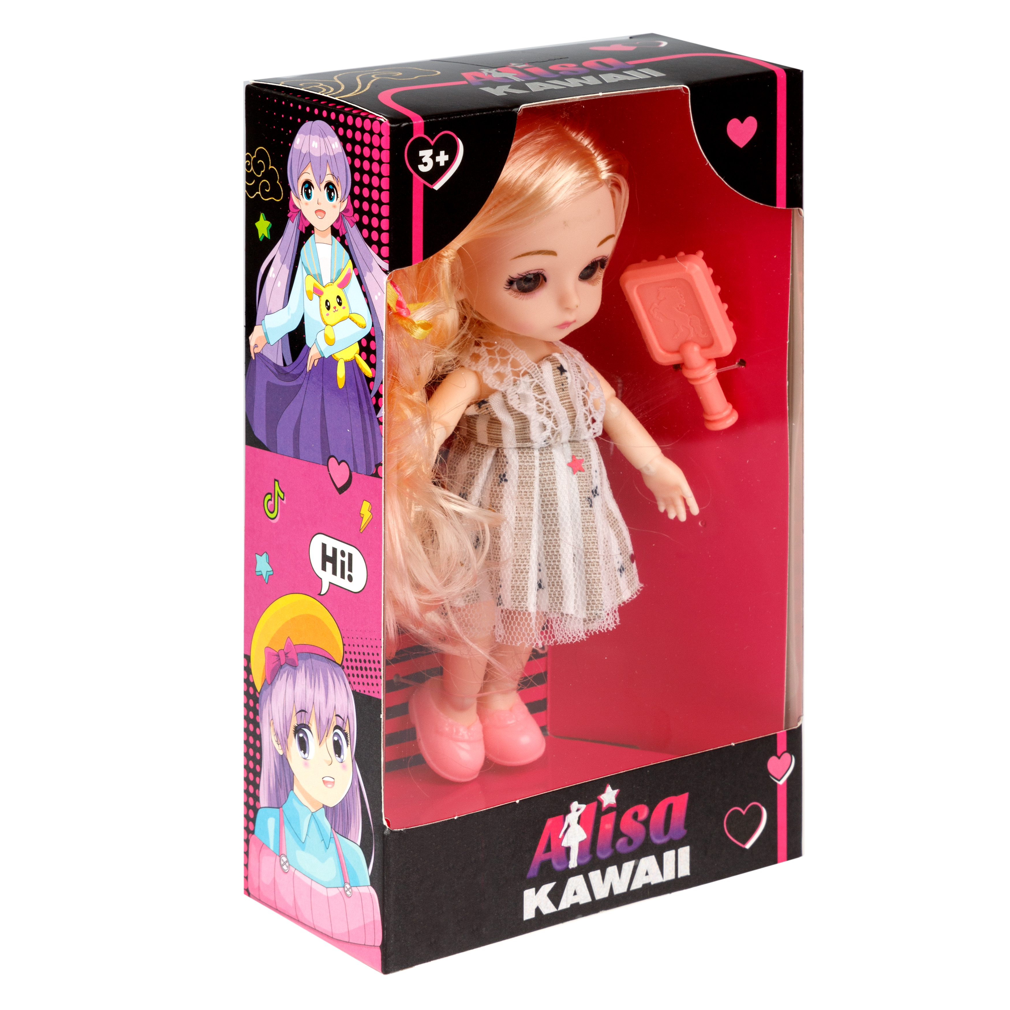 Кукла шарнирная 15 см 1TOY Alisa Kawaii mini с расчёской длинные светлые волосы Т24346 - фото 16