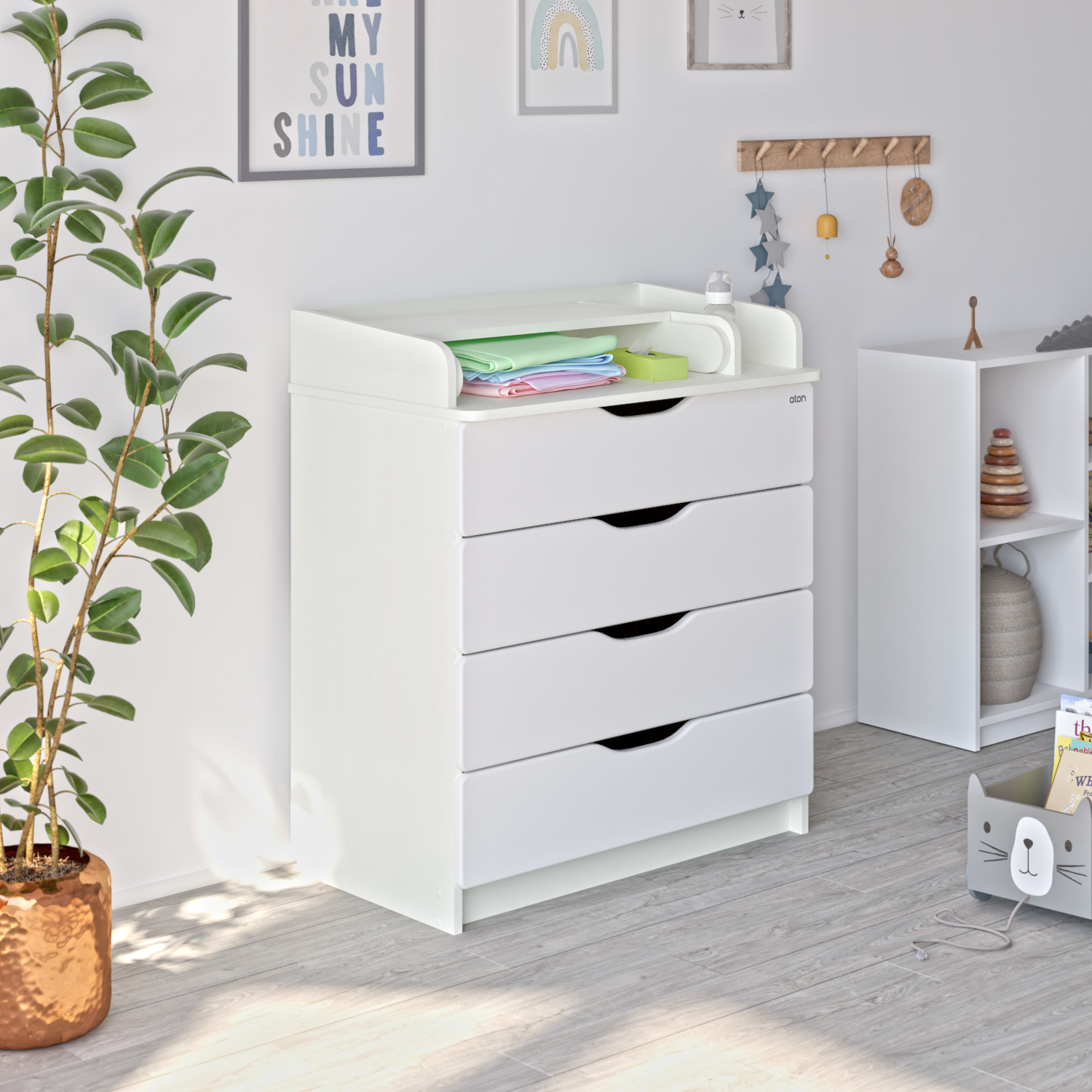 Пеленальный комод aton baby furniture Комод Сириус-2 Wood 804 белый премиум - фото 1