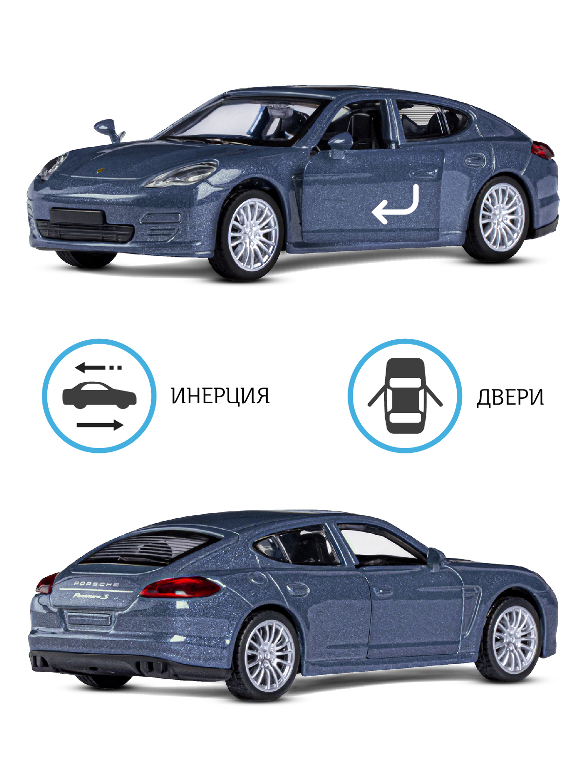 Машинка металлическая АВТОпанорама Porsche Panamera S 1:43 синий перламутр  инерционная купить по цене 720 ₽ в интернет-магазине Детский мир