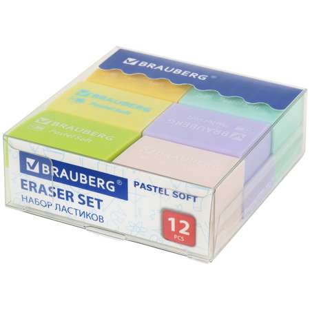 Ластик Brauberg Pastel Soft 12 шт