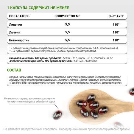 БАД Лютеин с Ликопином и Бета-каротином NaturalSupp Антиоксидант Для здоровья глаз 60 капсул