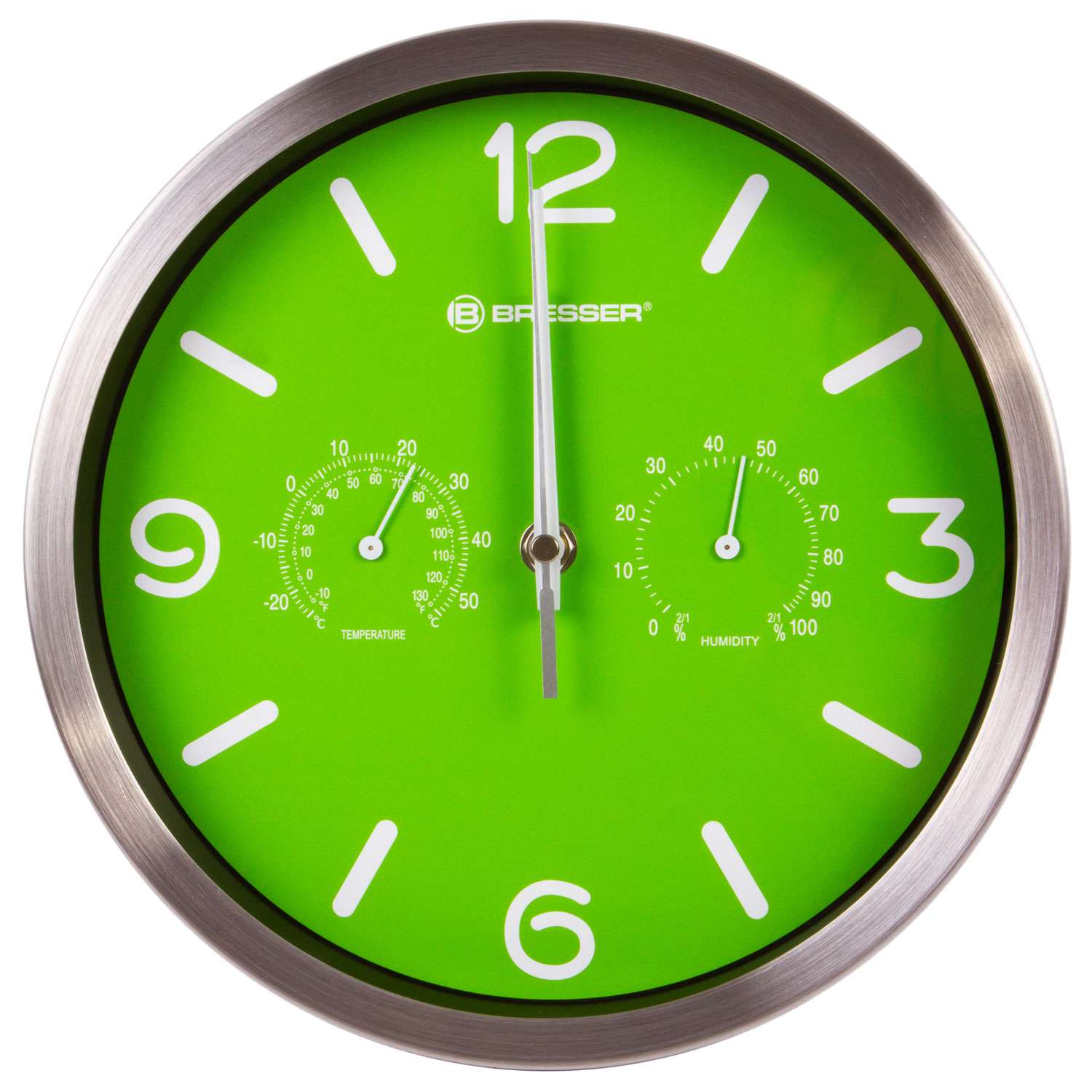 Часы настенные Bresser MyTime ND DCF Thermo/Hygro 25 см зеленые - фото 1