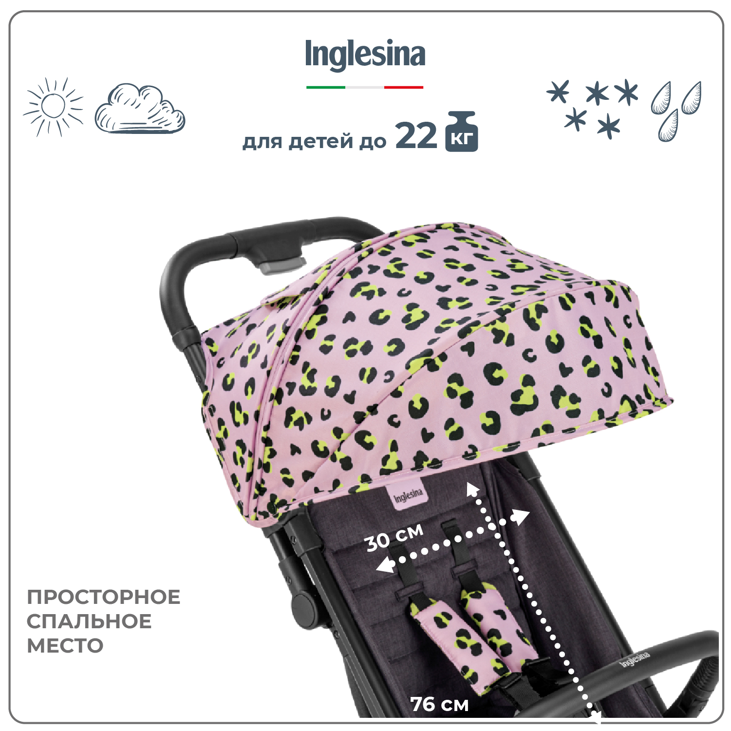 Прогулочная коляска INGLESINA Quid 2 Animalier Pink - фото 4