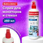 Чистящее средство Brauberg жидкость спрей для чистки мониторов и стекол 250 мл