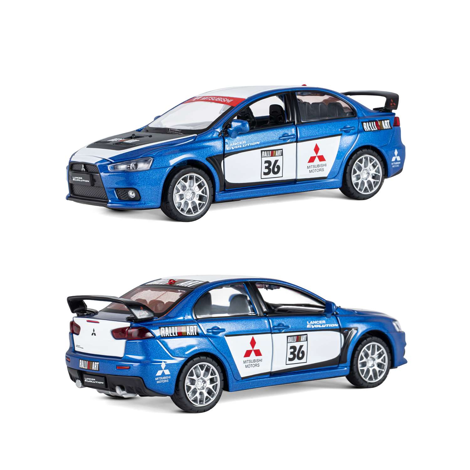 Машинка металлическая АВТОпанорама игрушка детская Mitsubishi Lancer Evolution 1:32 синий JB1251472 - фото 5