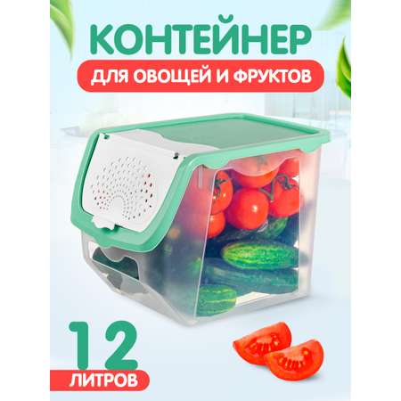 Контейнер elfplast для овощей и фруктов пластиковый 12 л фисташковый 33х24х23.5 см
