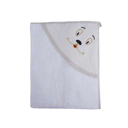 Набор для купания малыша M-BABY махровое полотенце с уголком и рукавичка 100% хлопок мордочка молочный-весь/бежевый