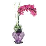 Светильник BABY STYLE светодиодный Орхидея фиолетовый в металлической вазе с кнопкой 50 см