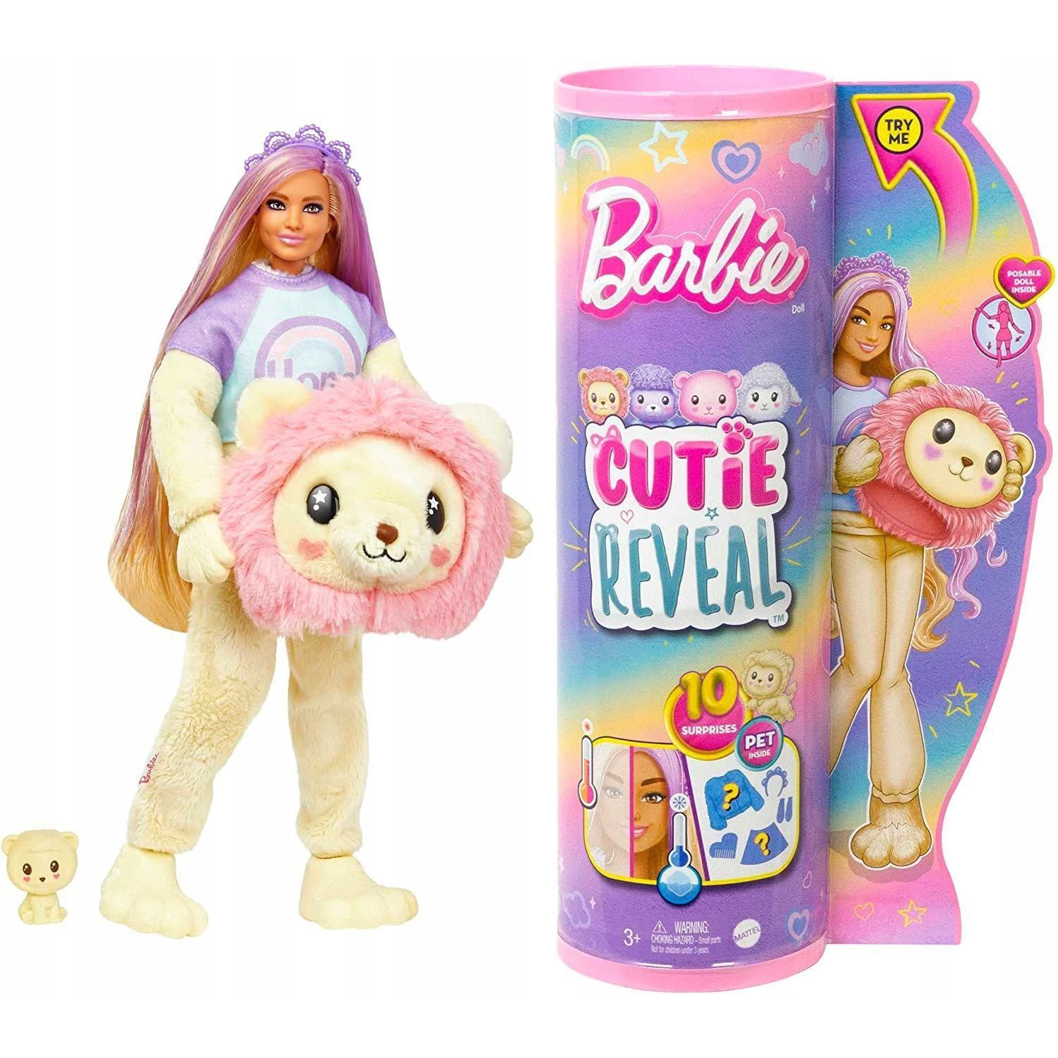 Кукла Barbie Cutie Reveal Милашка-проявляшка Лев HKR06 купить по цене 3399  ₽ в интернет-магазине Детский мир