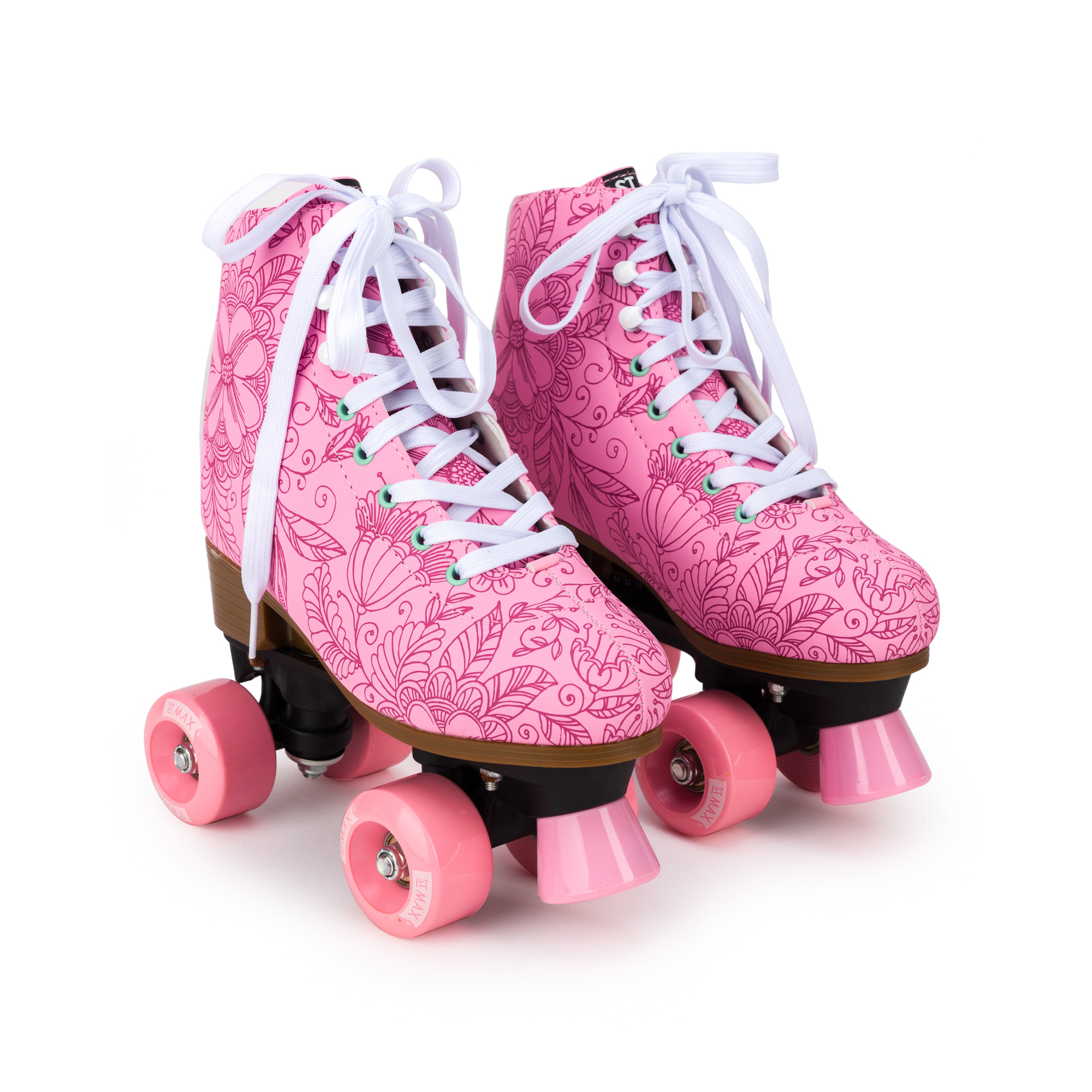 Роликовые коньки SXRide Roller skate YXSKT04PNFL цвет розовые с цветочками размер 31-34 - фото 1