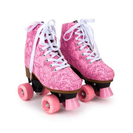 Роликовые коньки SXRide Roller skate YXSKT04PNFL цвет розовые с цветочками размер 31-34