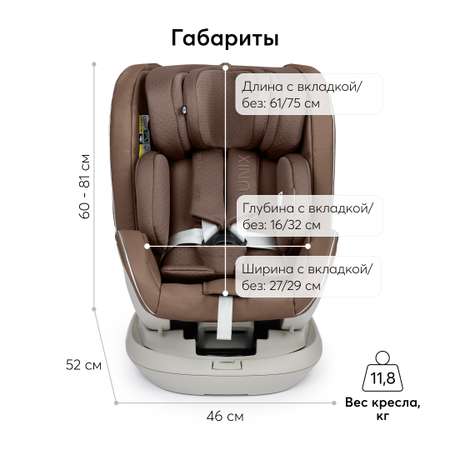 Автокресло i-size Happy Baby I-Unix поворотная база коричневое