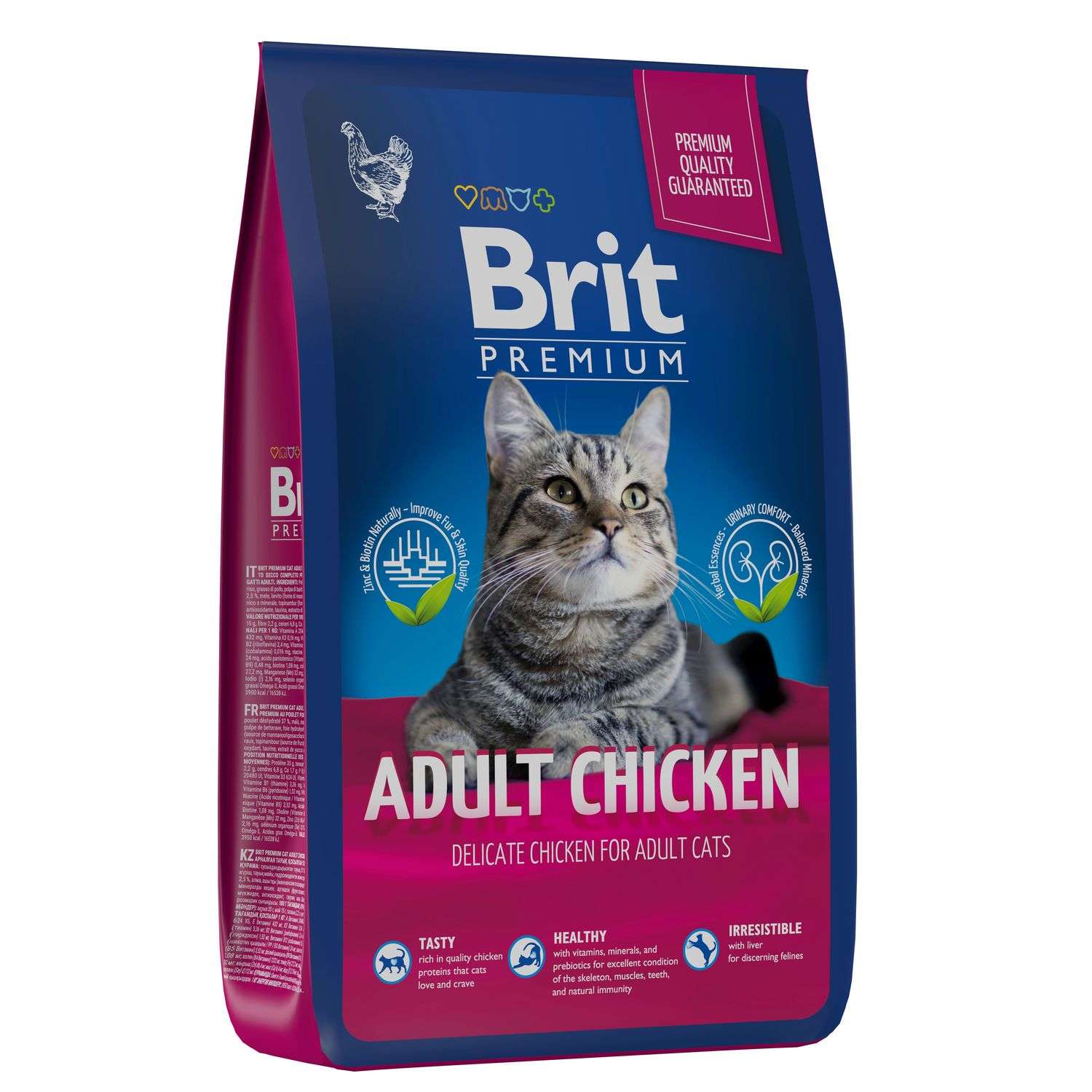 Корм для кошек Brit 8кг Premium Cat Adult Chicken с курицей сухой - фото 1