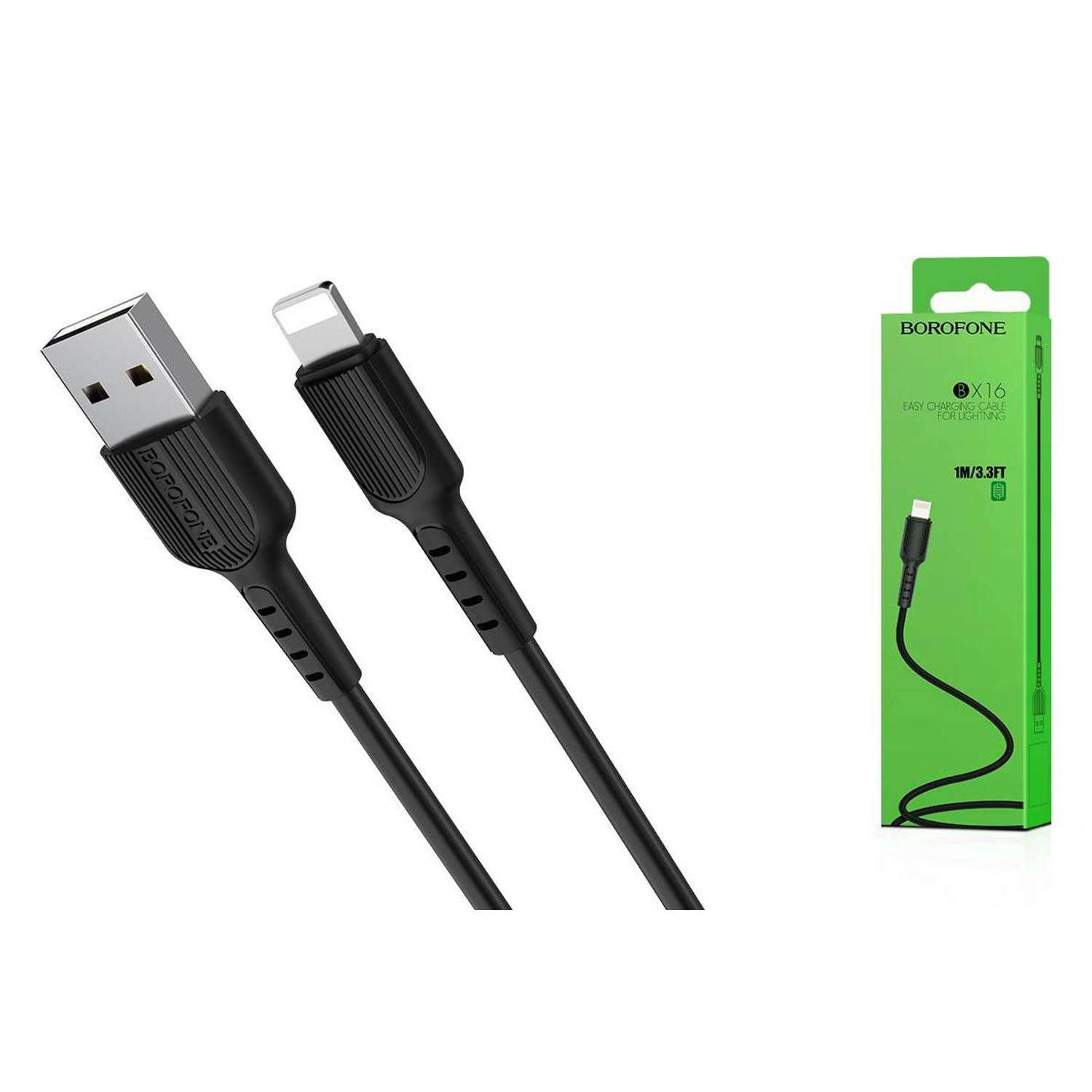 Дата-Кабель Borofone BX16 Easy USB - Lightning 2А черный - фото 1