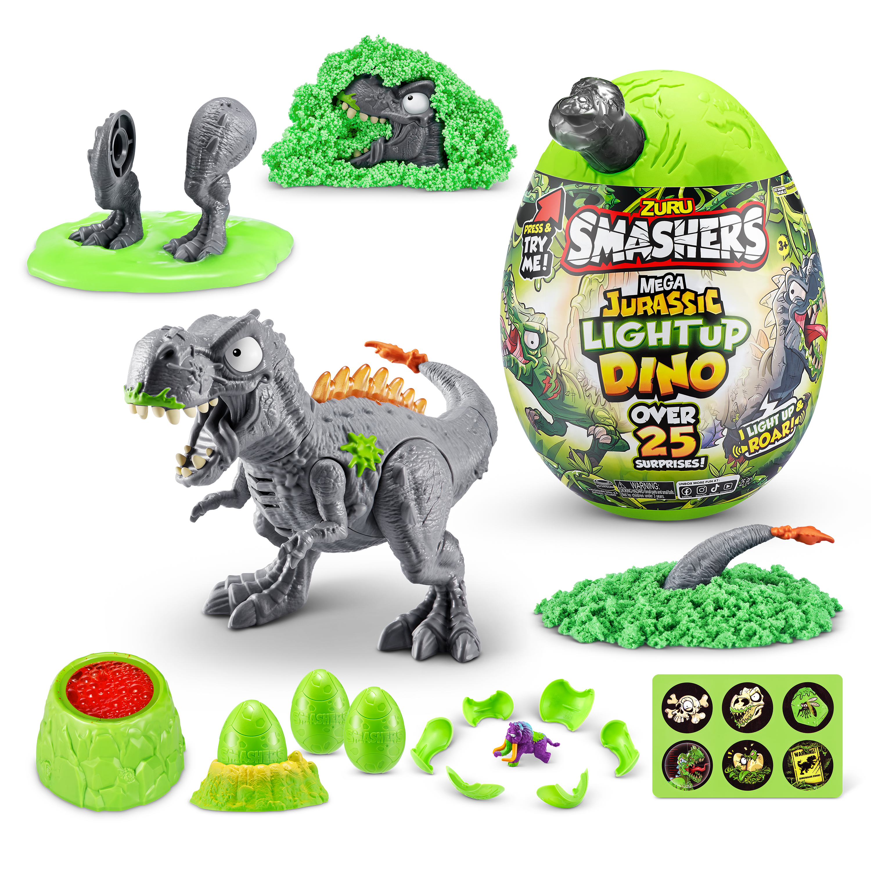 Игрушка сюрприз Zuru Smashers Jurassic Мега Динозавр со светом и звуком - фото 5