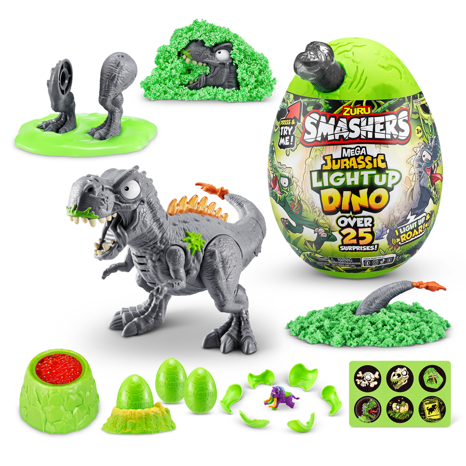 Игрушка сюрприз ZURU Smashers Jurassic Мега Динозавр со светом и звуком - фото 5