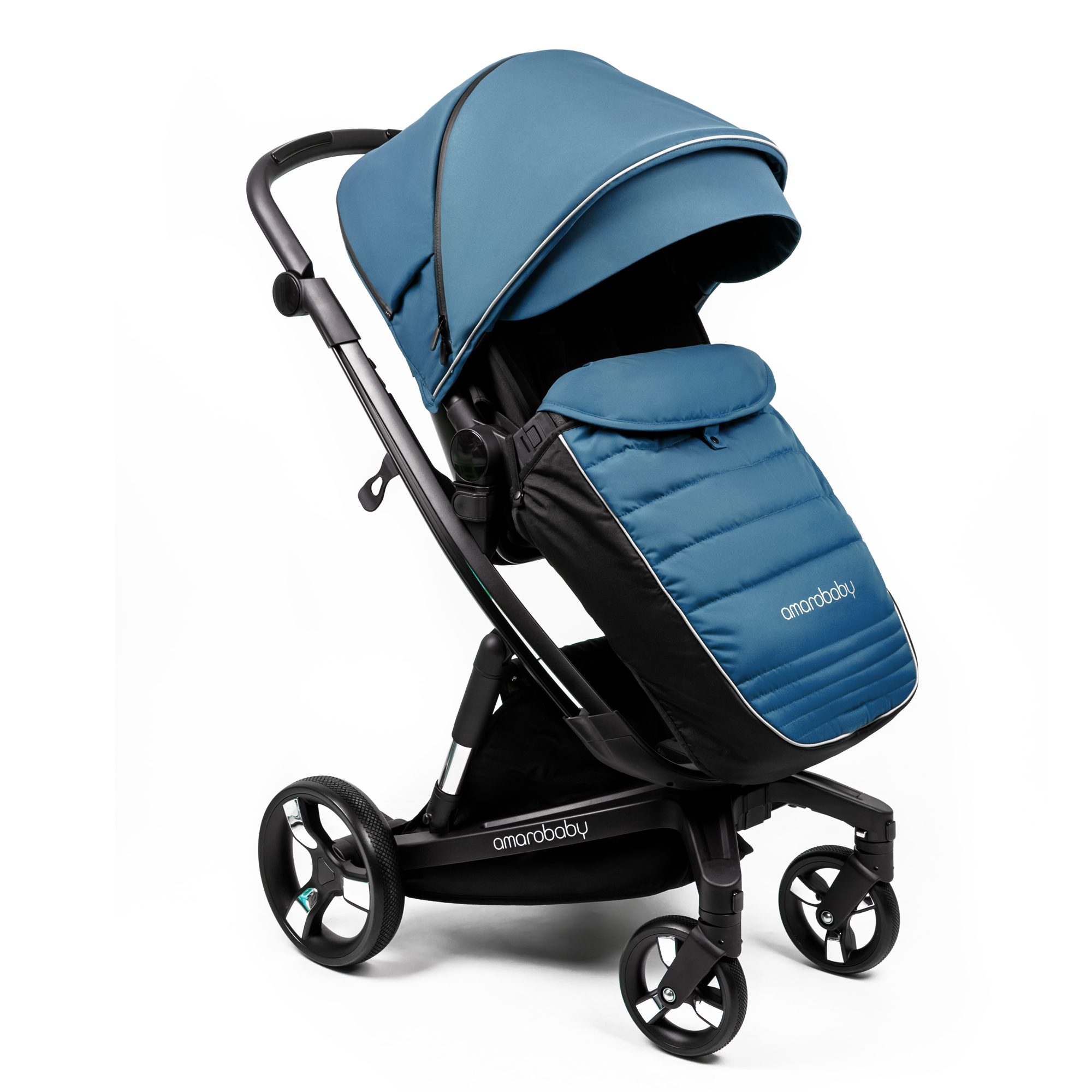 Коляска детская 2 в 1 AmaroBaby TUTUM с AUTO BRAKE синий - фото 28