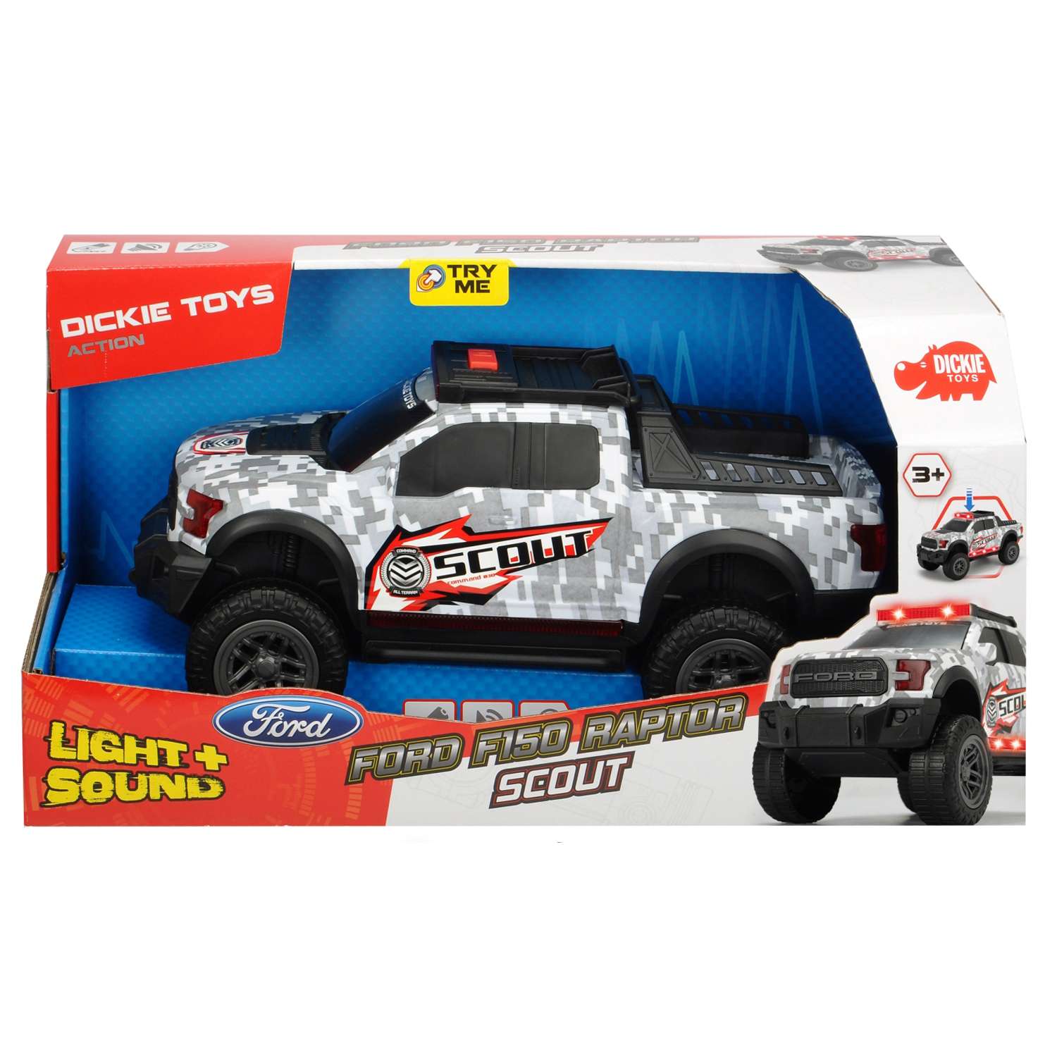 Машинка Dickie Scout Ford F150 Raptor Уникальный камуфляж 3756000 3756000 - фото 2