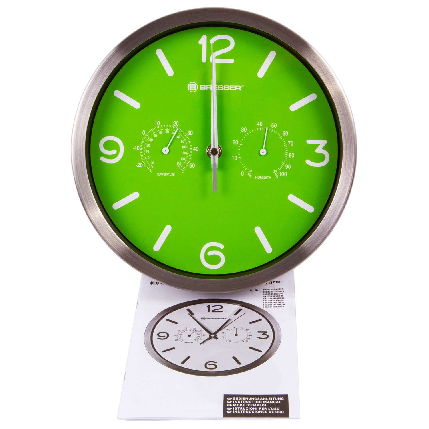 Часы настенные Bresser MyTime ND DCF Thermo/Hygro 25 см зеленые - фото 4