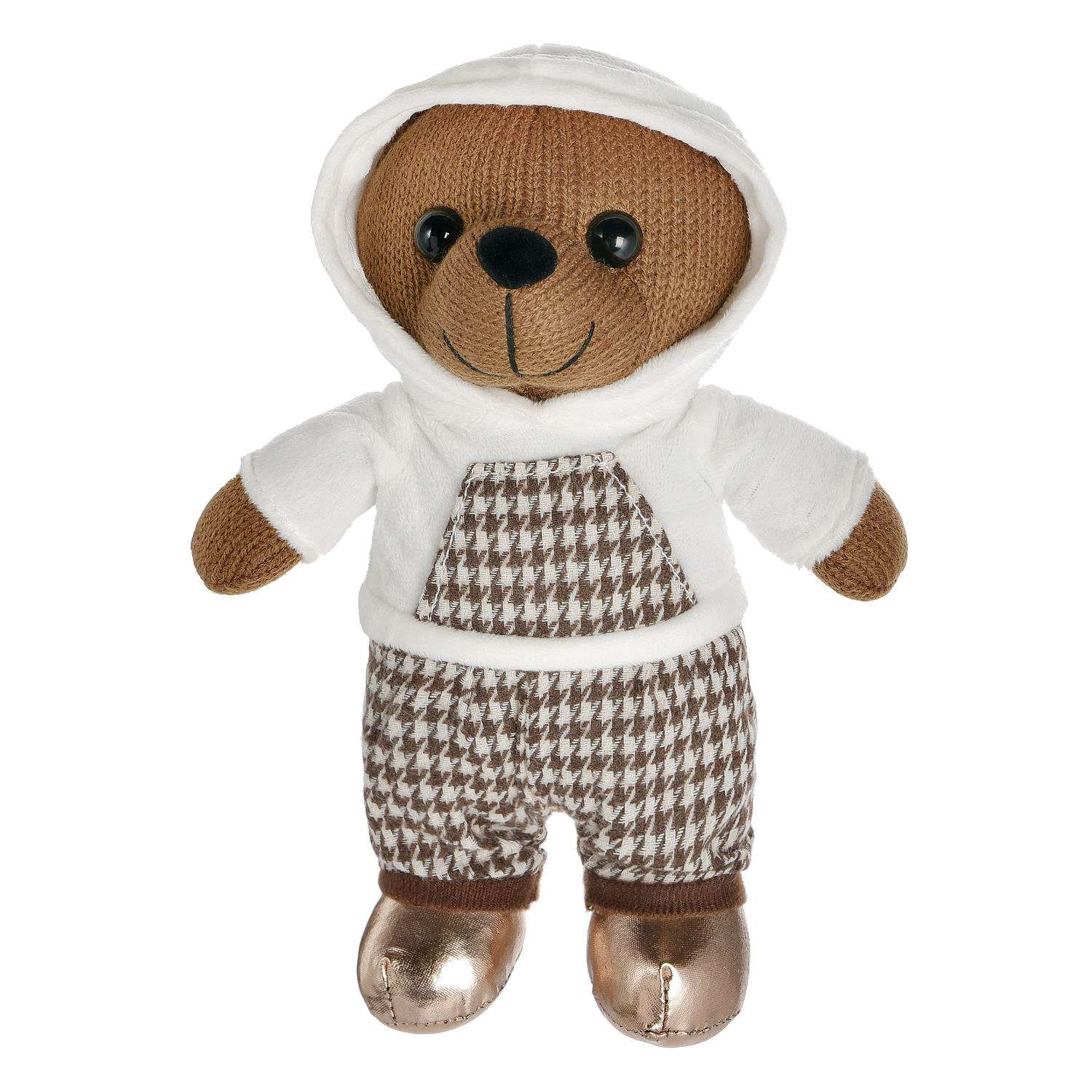 Мягкая игрушка Knitted ABTOYS Мишка вязаный мальчик в белом худи 22см - фото 4