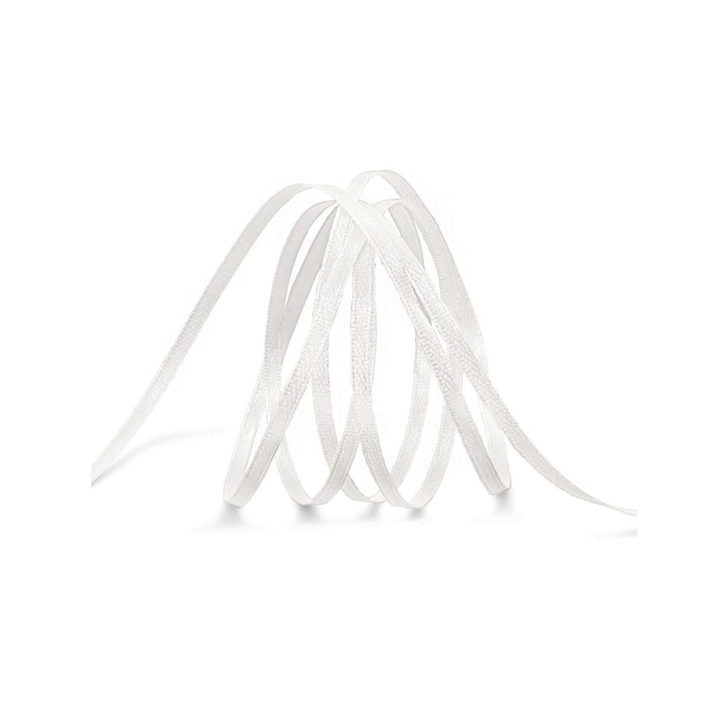 Лента Айрис атласная двухсторонняя упаковочная 0.3 см 100 м 002 белый - фото 2
