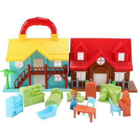 Кукольный дом Junfa С мебелью и человечками Складной
