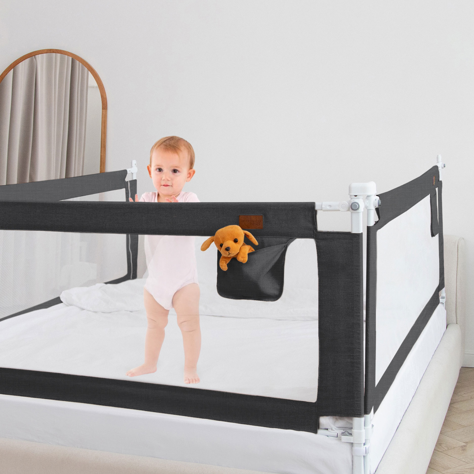 Барьер защитный для кровати Amarobaby Linear черный 160 см - фото 1