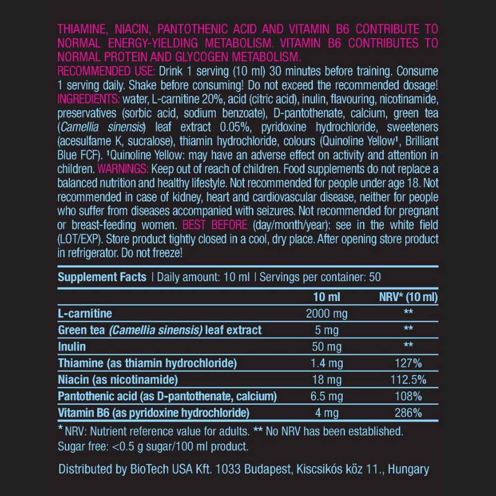 L-Карнитин BiotechUSA L-Carnitine 100.000 Liquid 500 мл. Яблоко - фото 2