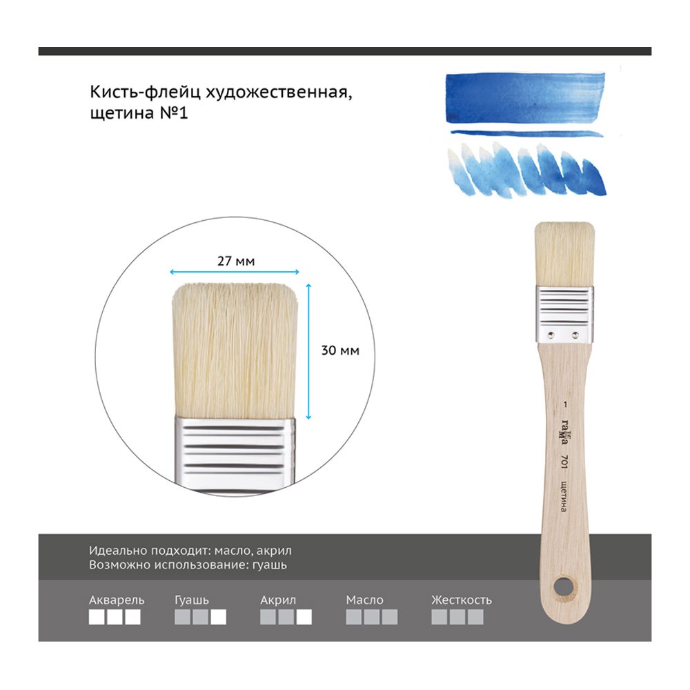 Кисть-флейц художественная Gamma_ щетина №1 - фото 2