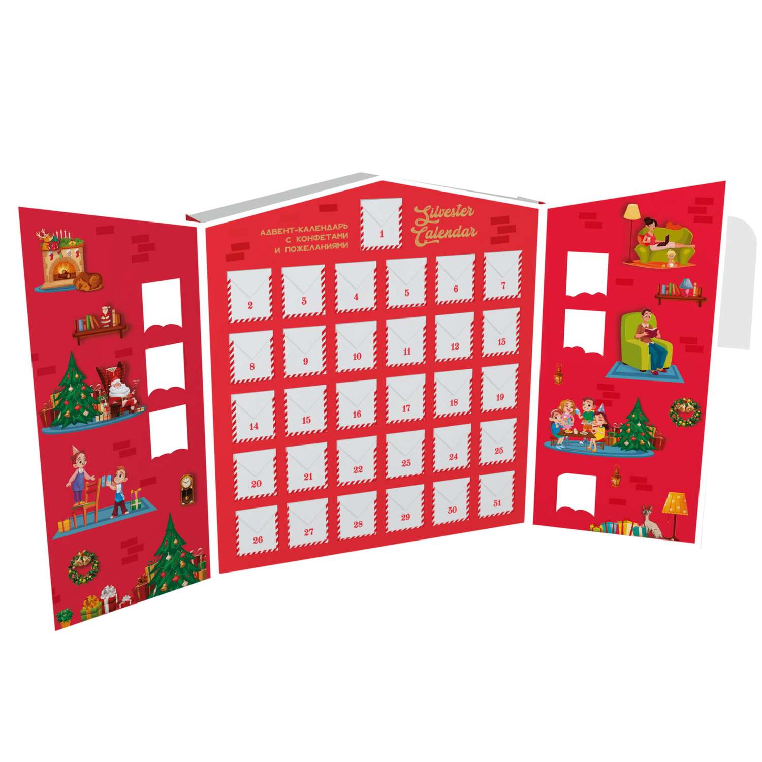 Адвент-календарь с конфетами Silvester Calendar с пожеланиями - фото 2