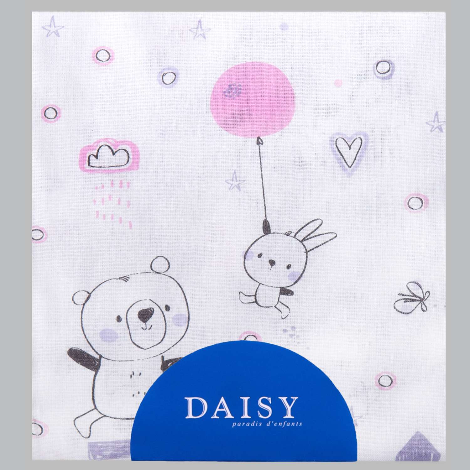 Пеленка Daisy Хлопок 1 шт. 75х120 см Мишка с шариком розовый - фото 1