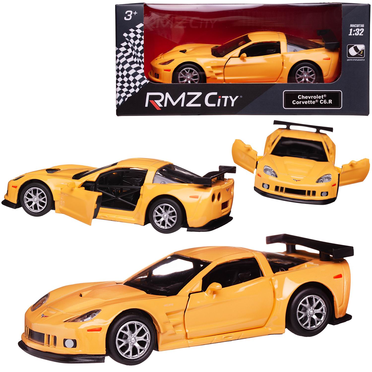 Автомобиль Uni-Fortune Chevrolet 1:32 фрикционный желтый 554003-YL - фото 3