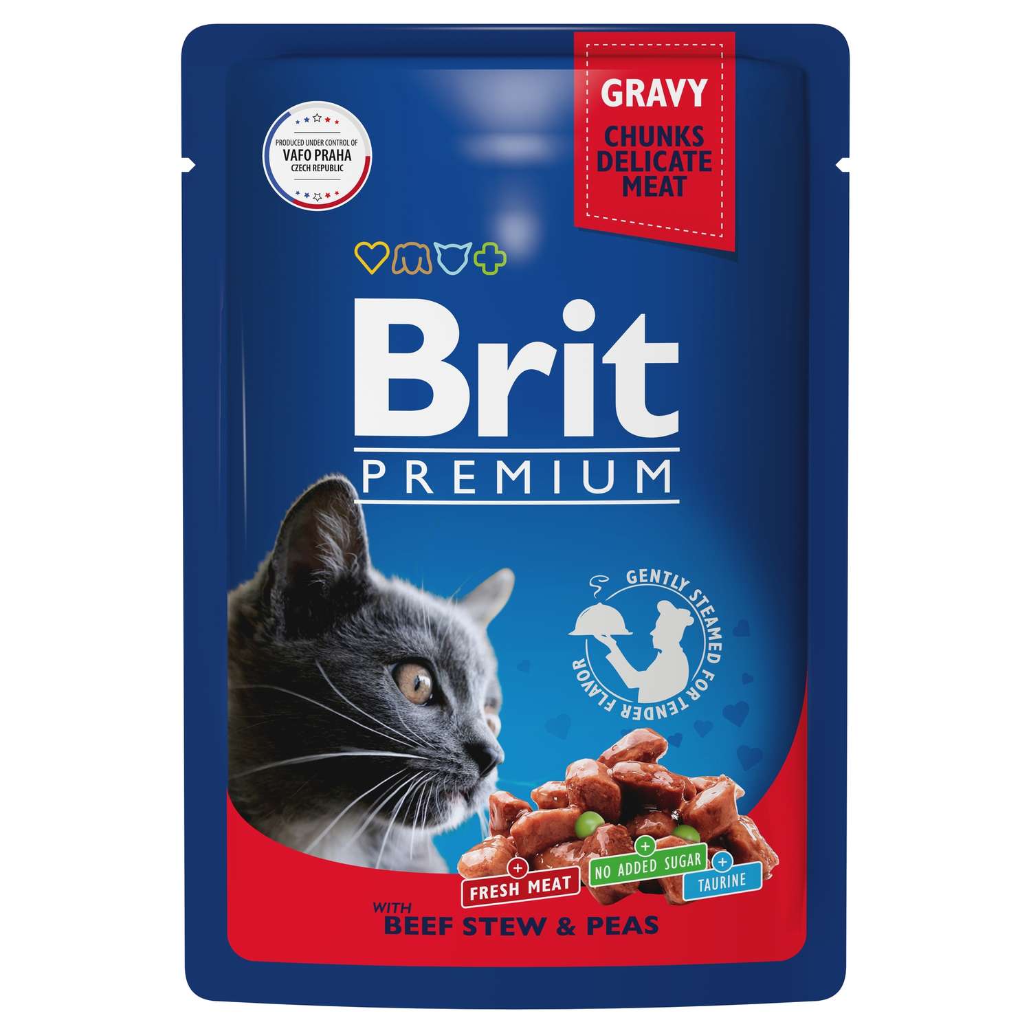 Корм для кошек Brit 85г Premium говядина и горошек в соусе - фото 1