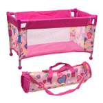 Кроватка для куклы S+S с сумкой-переноской розовая