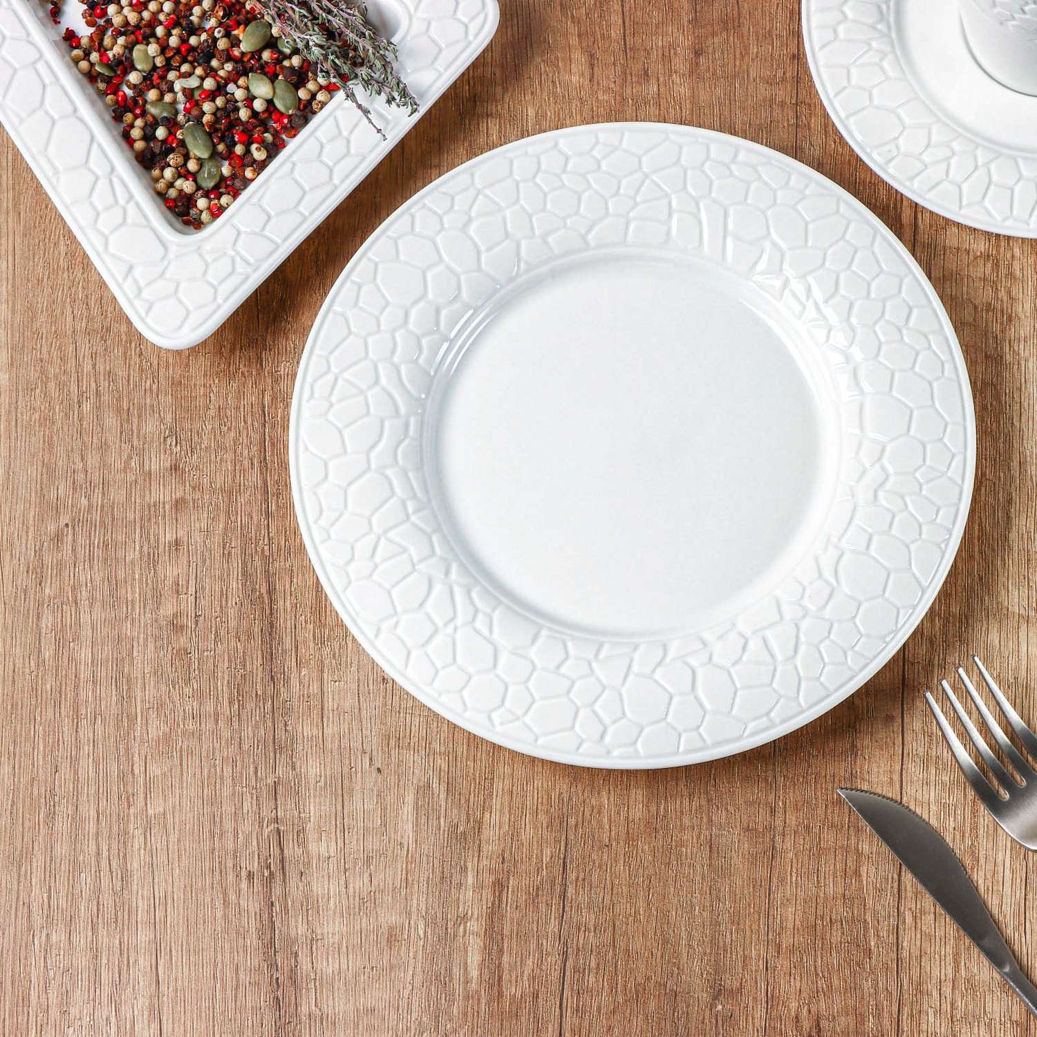 Тарелка MAGISTRO фарфоровая обеденная Rodos d=20 6 см цвет белый - фото 2