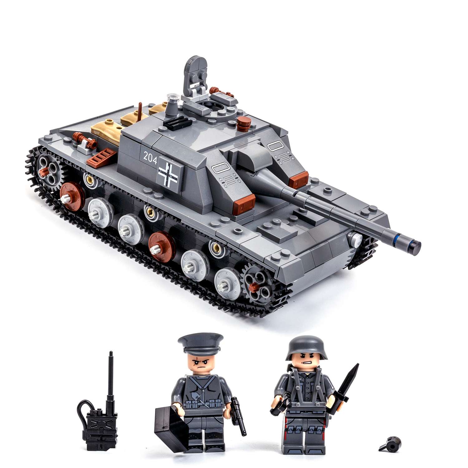 Конструктор BAZUMI Большой военный танк с фигурками развивающий подарок для детей - фото 1