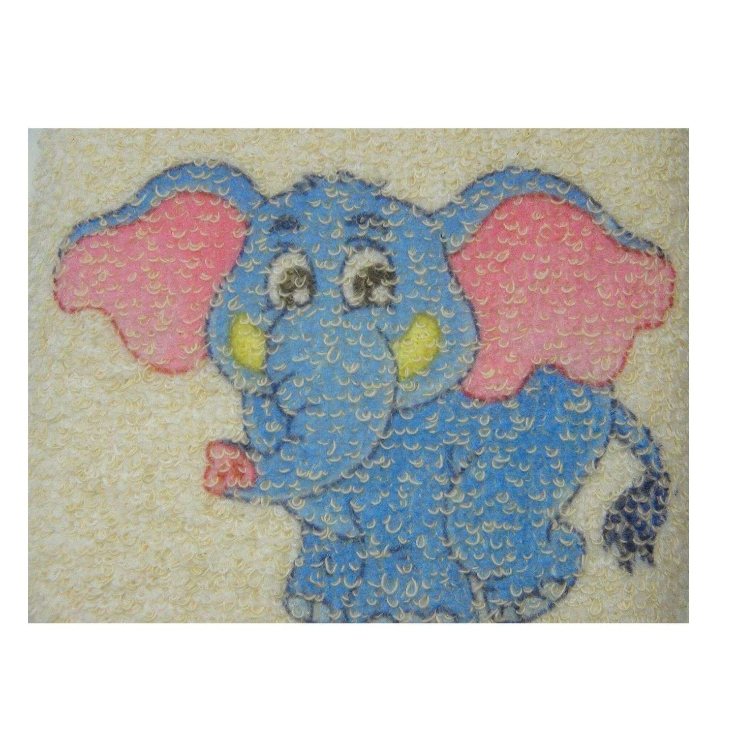 Мочалка детская Мойдодыр рукавица с рисунком слоника хлопковая - фото 3