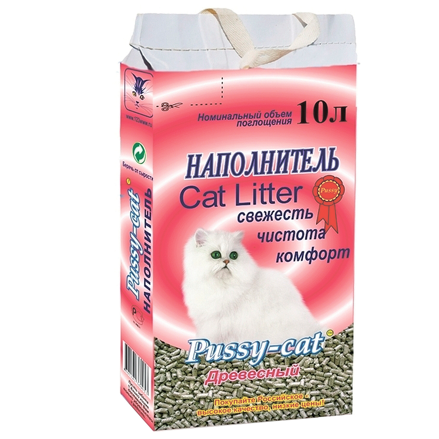 Наполнитель для кошек Pussy Cat древесный 10 л - фото 1