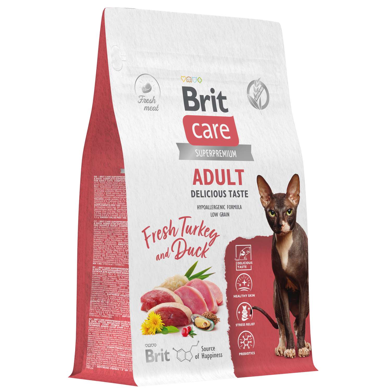 Корм для кошек Brit Care 0.4кг взрослых и привередливых с индейкой и уткой сухой - фото 2