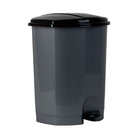 Контейнер для мусора elfplast с педалью темно-серый черный 7 л