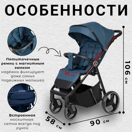 Коляска прогулочная agex Maxi Blue