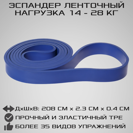Эспандер ленточный STRONG BODY синий сопротивление от 14 кг до 28 кг