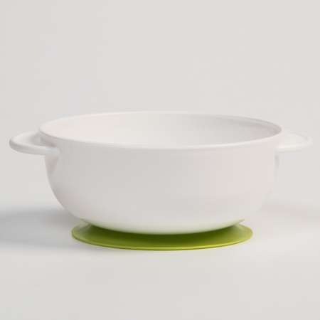Набор детской посуды Крошка Я на присоске 400 мл с крышкой ложка цвет белый/зеленый