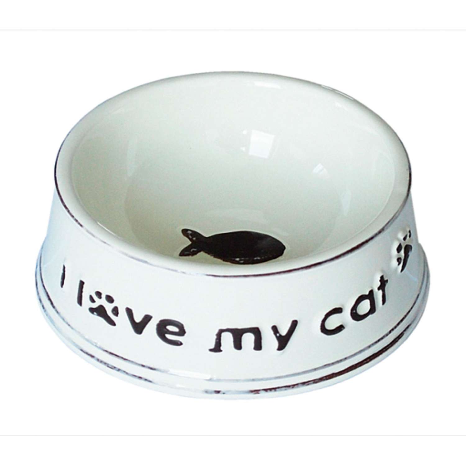 Миска керамическая N1 стилизованная под старину I love my cat 290мл - фото 1
