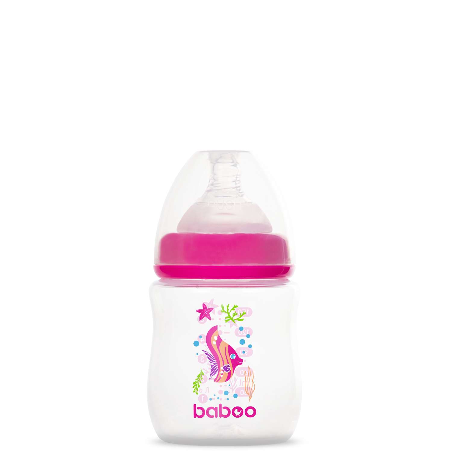 Бутылочки для кормления BABOO Набор: бутылочка 150мл Sea life 1шт + соска силикон быстр.поток 1шт - фото 2