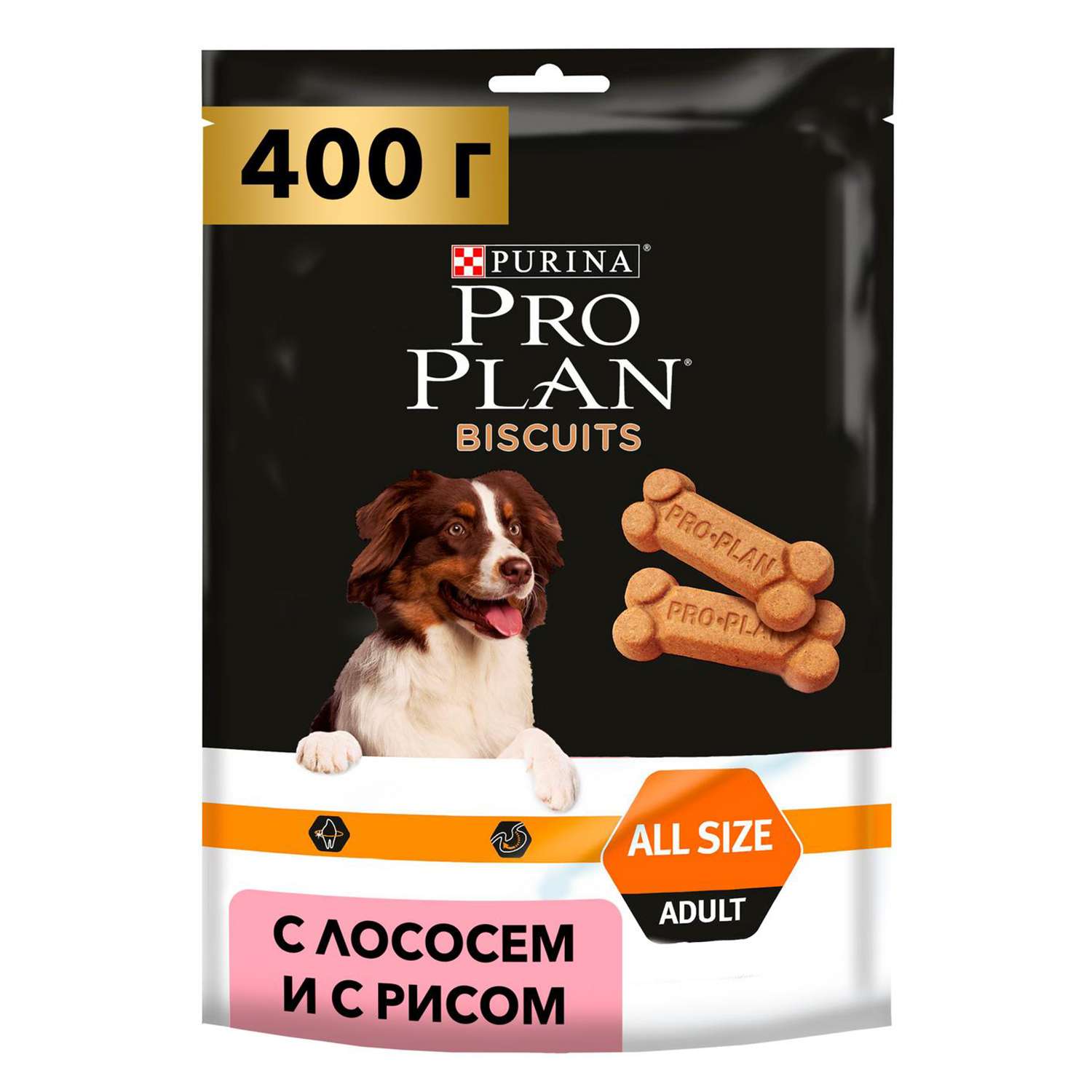 Лакомство для собак PRO PLAN Biscuits лосось c рисом 400г - фото 1