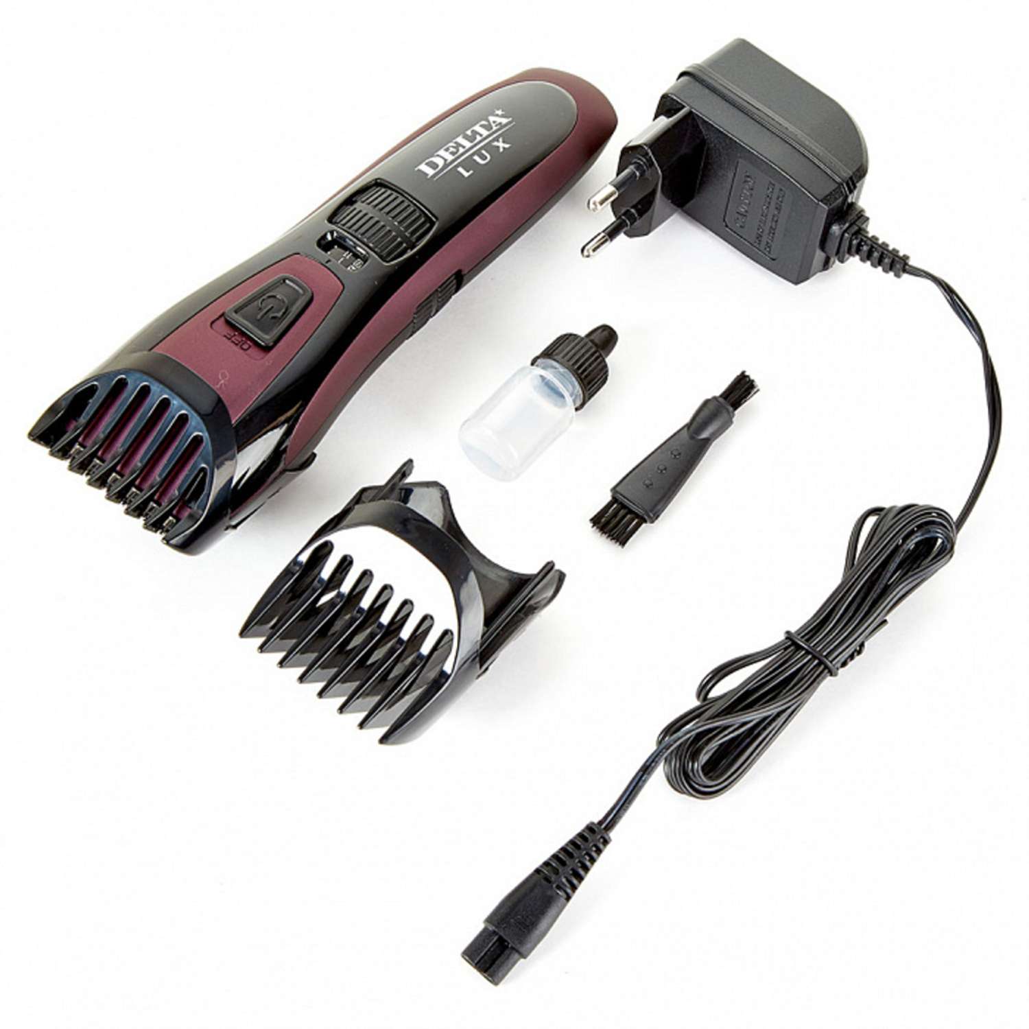 Машинка для стрижки волос Delta Lux DE-4200А фиолетовый 2 насадки аккумулятор - фото 2