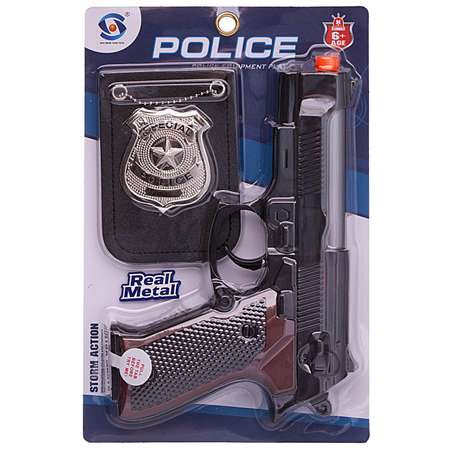 Оружие игровое Junfa набор полицейского пистолет и металлический жетон на цепочке