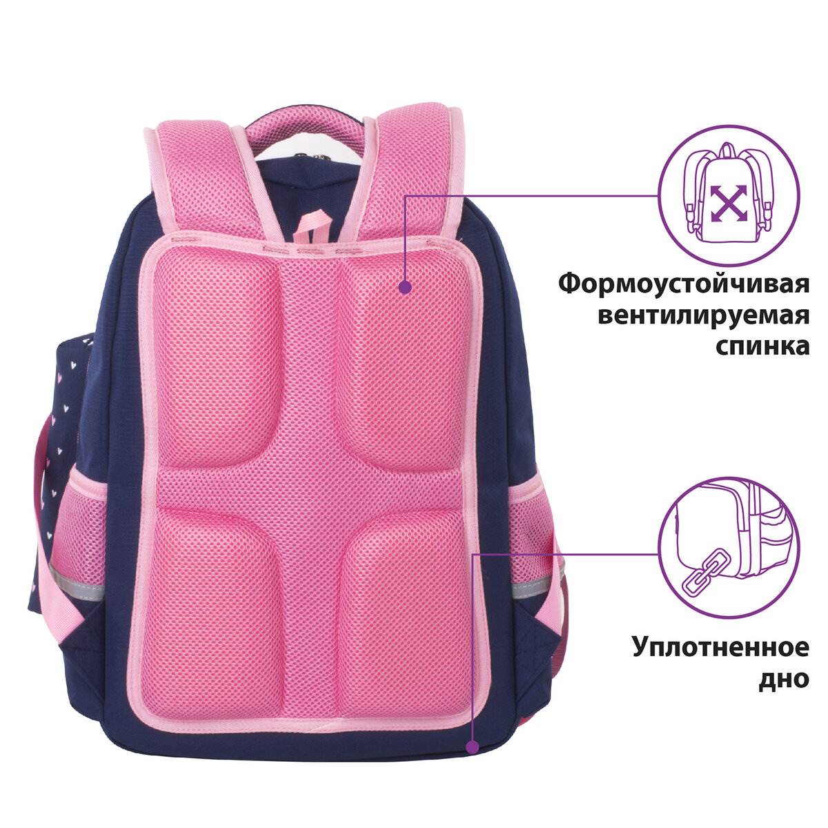 Рюкзак Юнландия Complete с пеналом в комплекте эрго-спинка Pink bow - фото 9