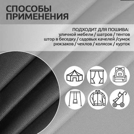 Ткань TBY Оксфорд 220г/м² 100% полиэстр ширина150см темно-серый уп.1м